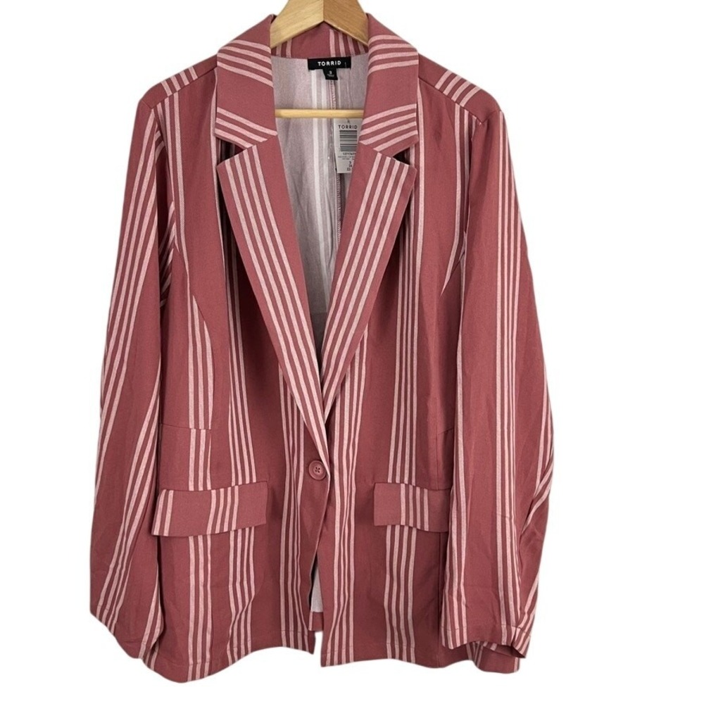 Torrid Rose Stripe Light Weight Boyfriend Blazer Jacket Women Size 3X NEW